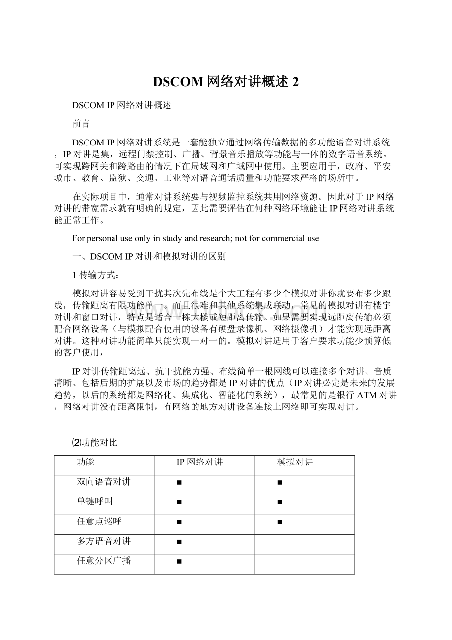 DSCOM网络对讲概述 2.docx