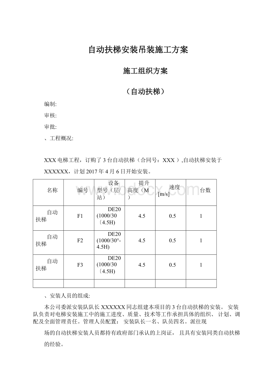 自动扶梯安装吊装施工方案.docx_第1页