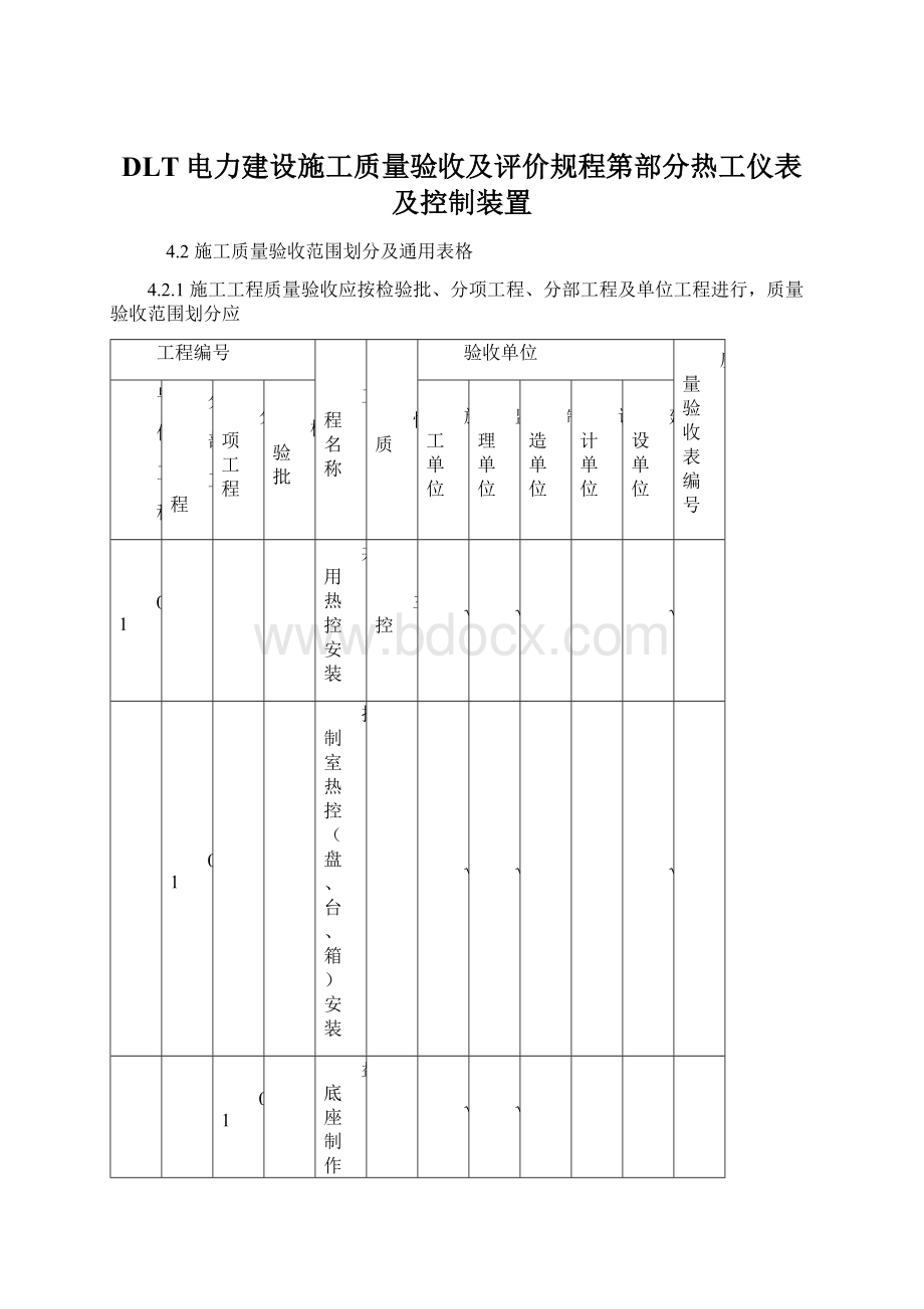 DLT电力建设施工质量验收及评价规程第部分热工仪表及控制装置.docx_第1页