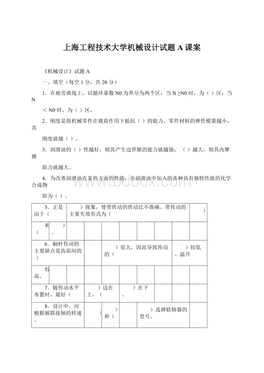 上海工程技术大学机械设计试题A课案.docx_第1页