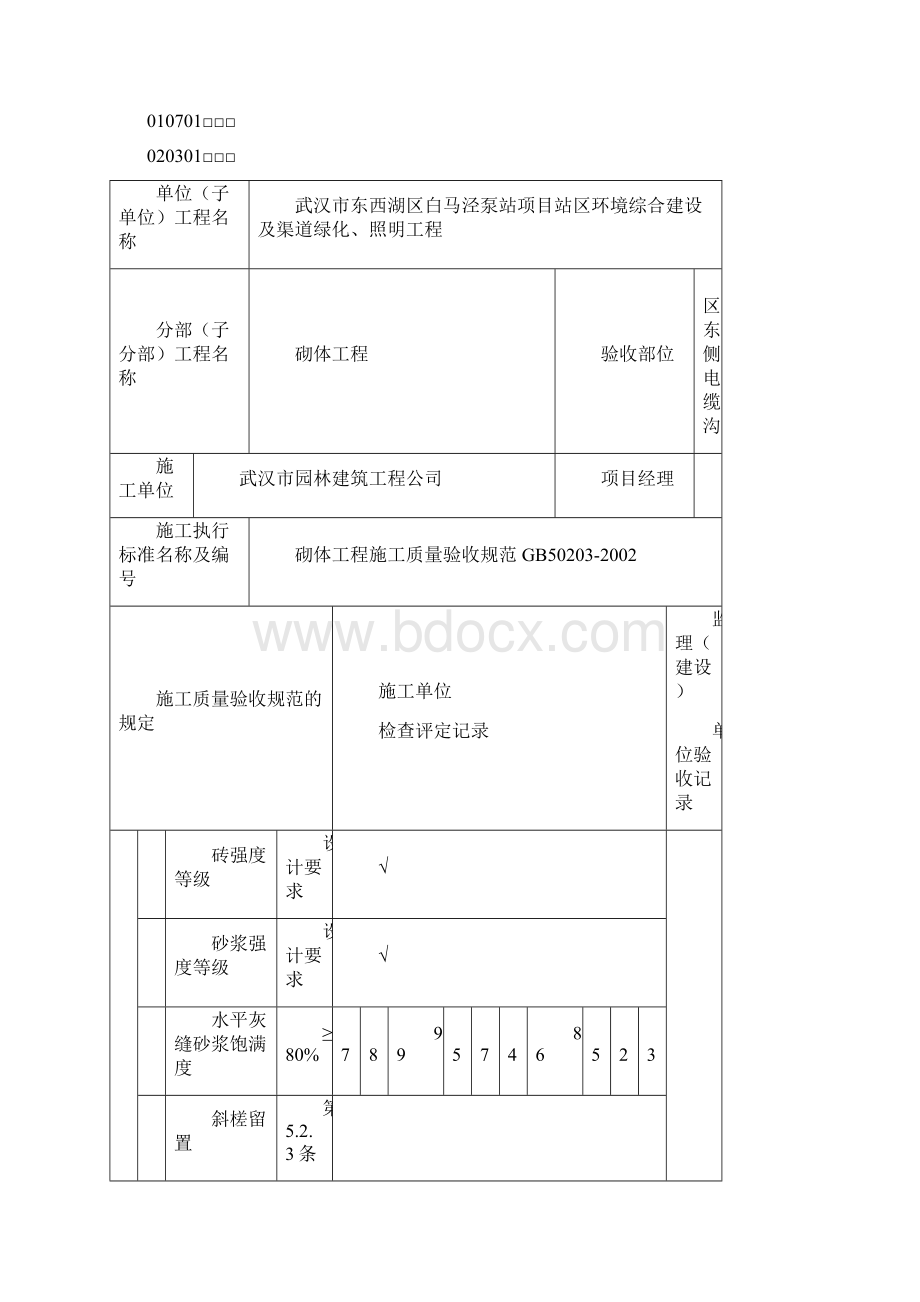 电缆沟砌体工程工序报验单及检验批.docx_第3页