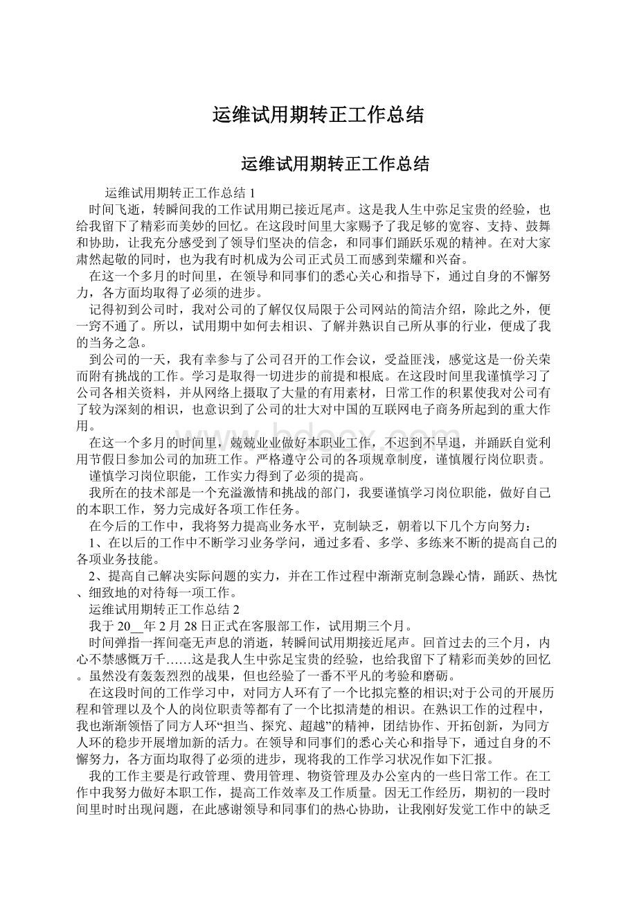 运维试用期转正工作总结.docx