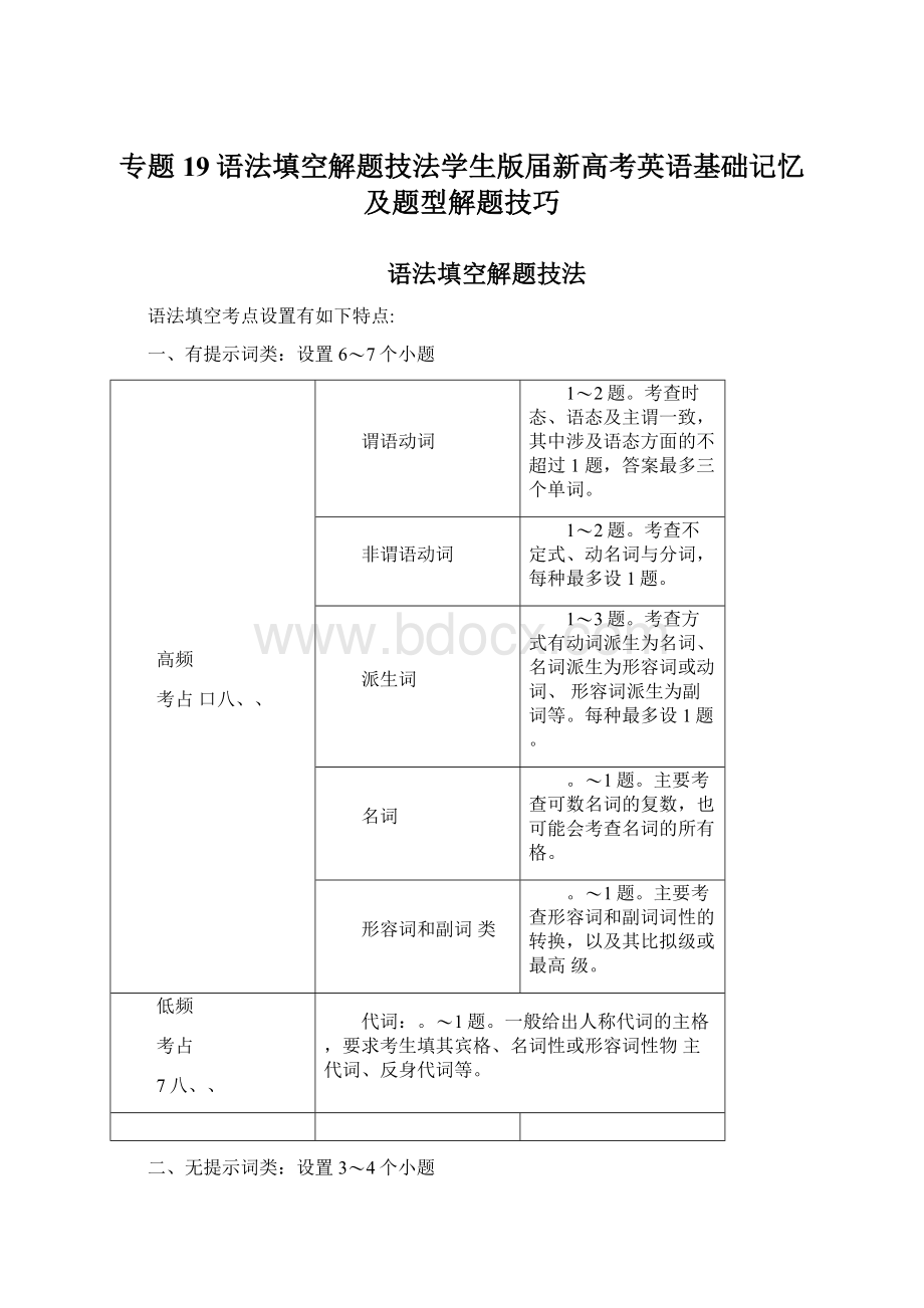 专题19语法填空解题技法学生版届新高考英语基础记忆及题型解题技巧.docx