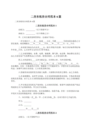 二房东租房合同范本6篇.docx