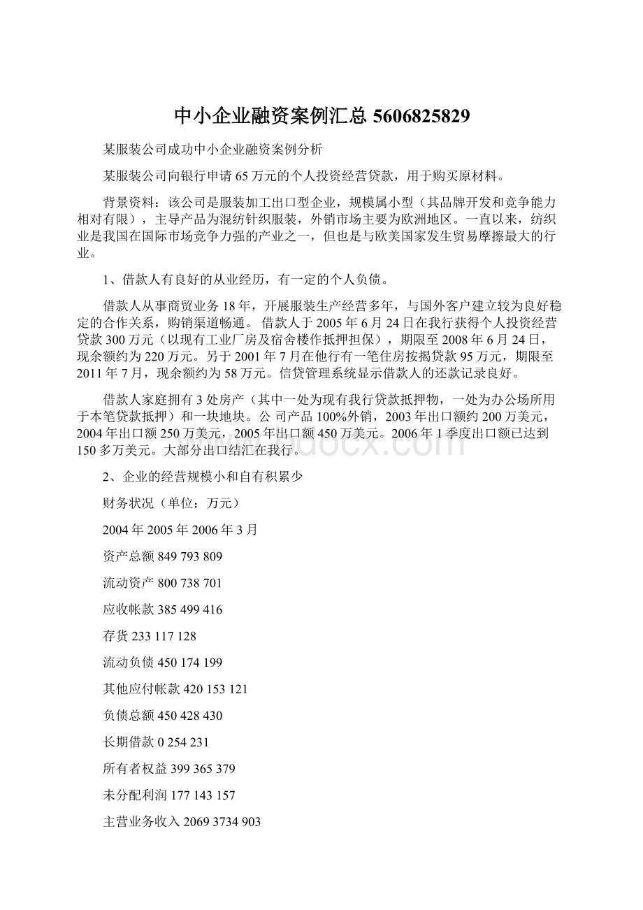 中小企业融资案例汇总5606825829.docx_第1页