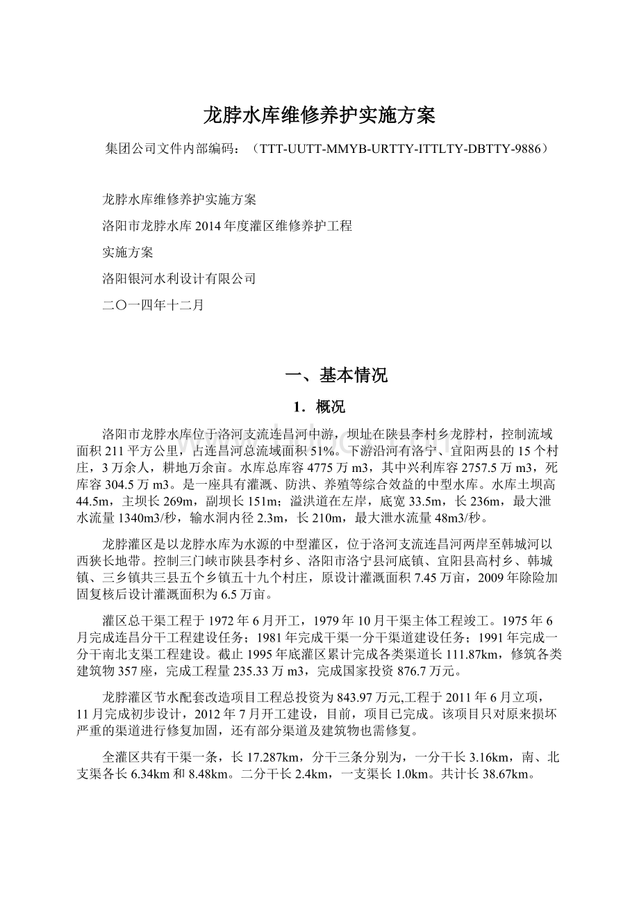 龙脖水库维修养护实施方案.docx