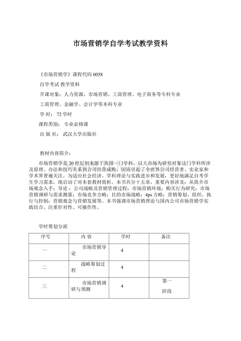 市场营销学自学考试教学资料.docx_第1页