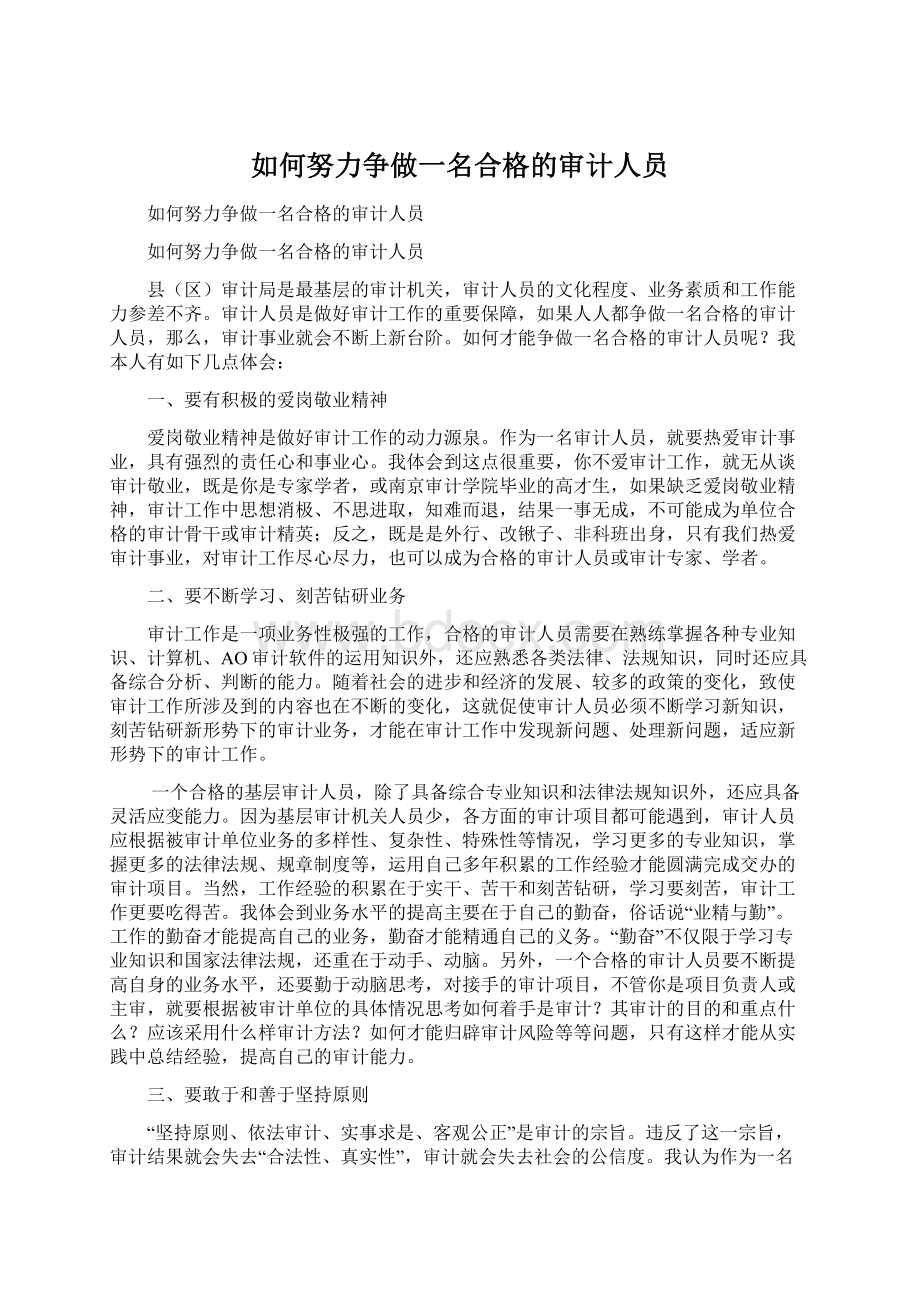 如何努力争做一名合格的审计人员.docx