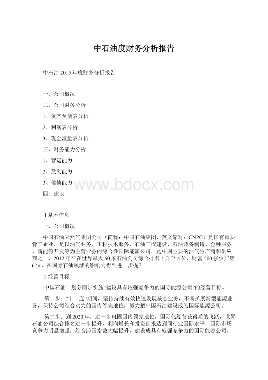 中石油度财务分析报告.docx