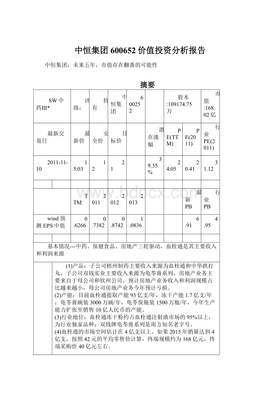 中恒集团600652价值投资分析报告.docx