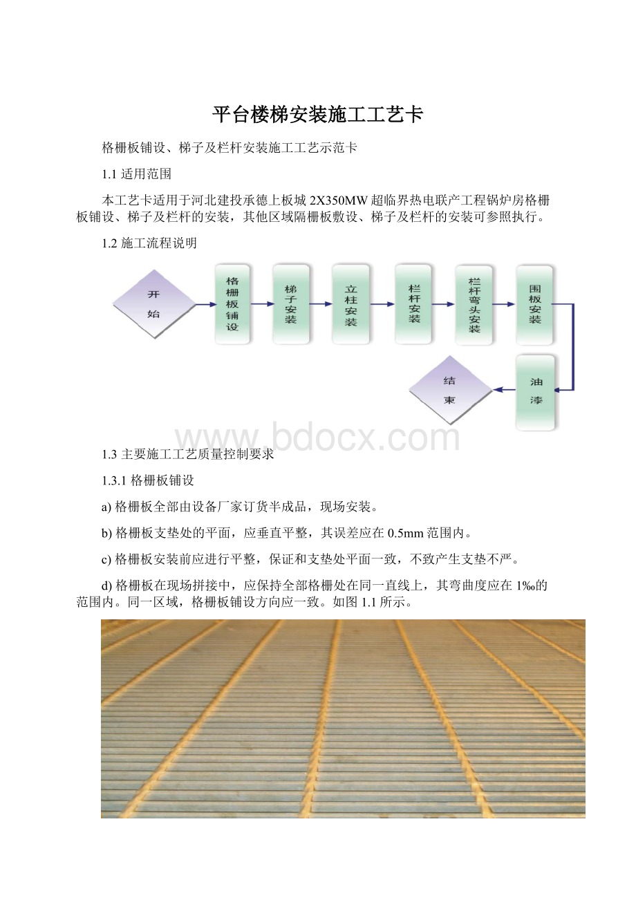 平台楼梯安装施工工艺卡.docx_第1页