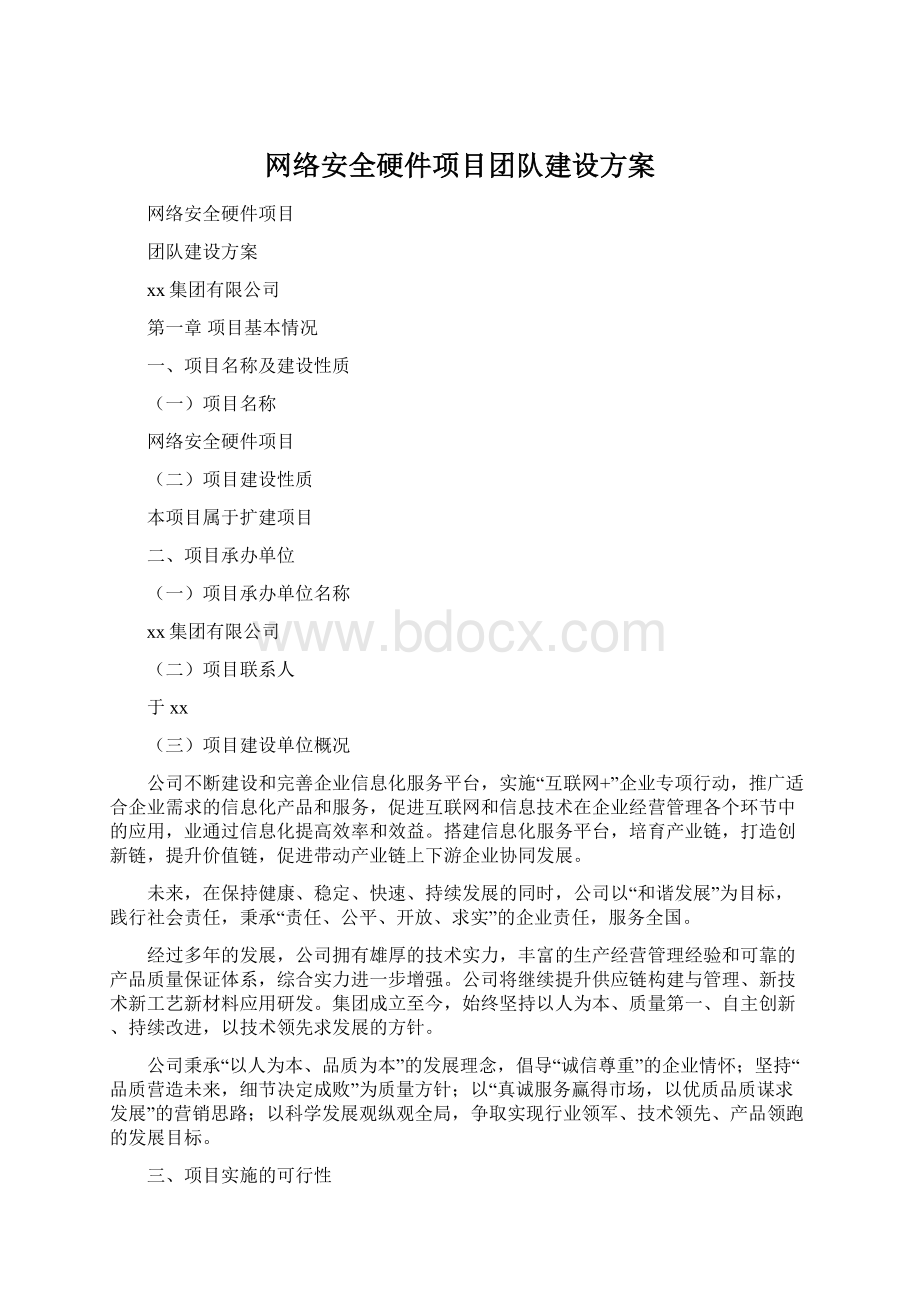 网络安全硬件项目团队建设方案.docx_第1页