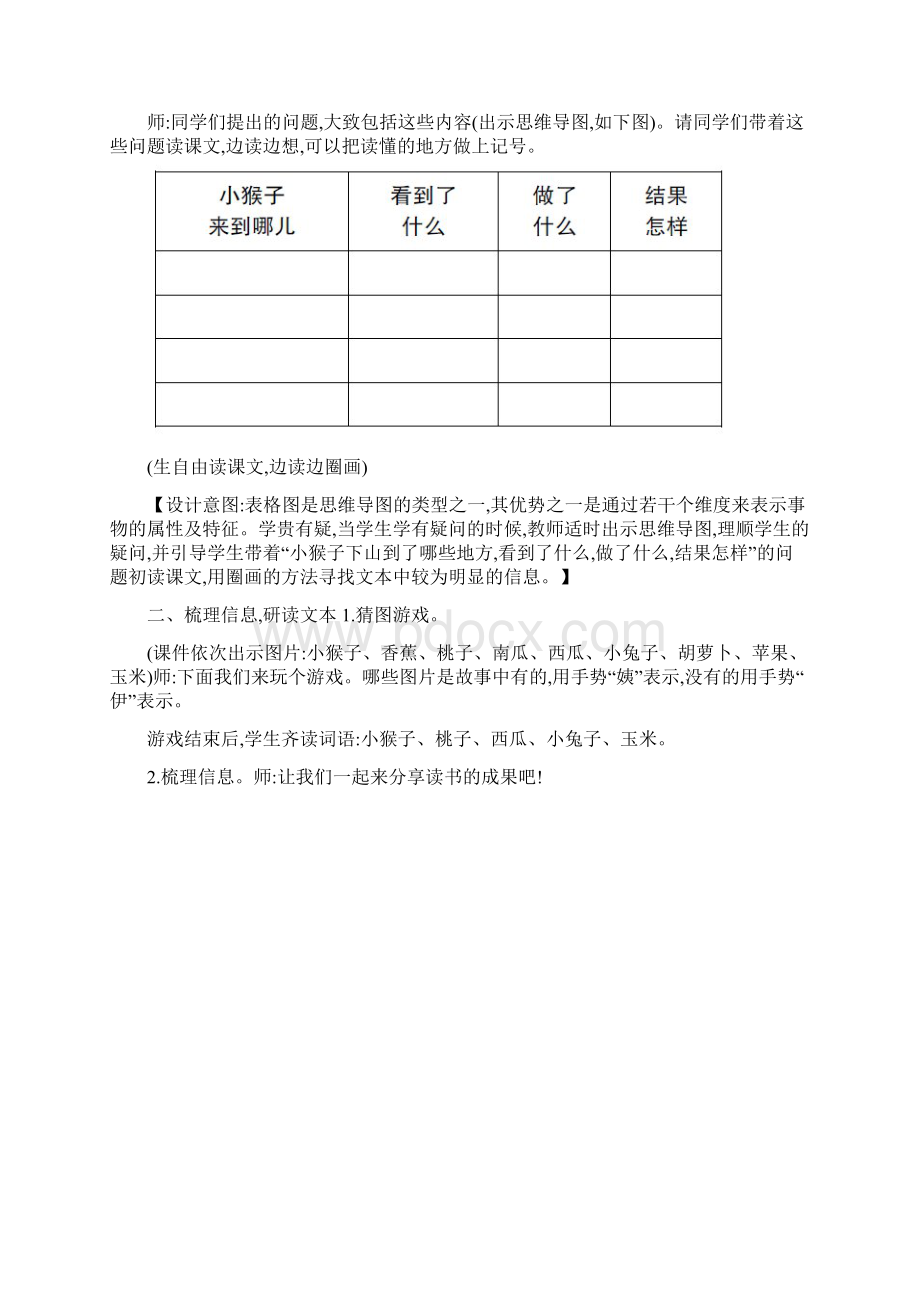 统编一年级下册《小猴子下山》同课异构及评析.docx_第2页