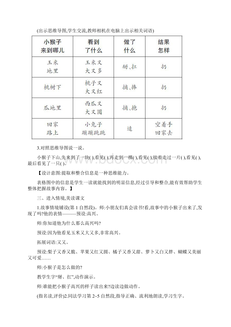 统编一年级下册《小猴子下山》同课异构及评析.docx_第3页