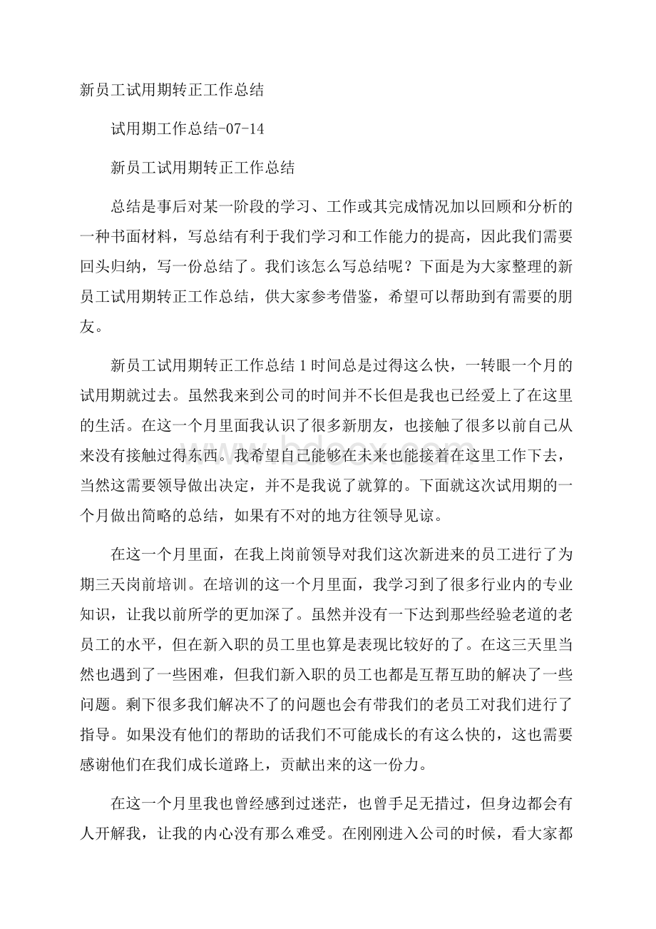 新员工试用期转正工作总结.docx