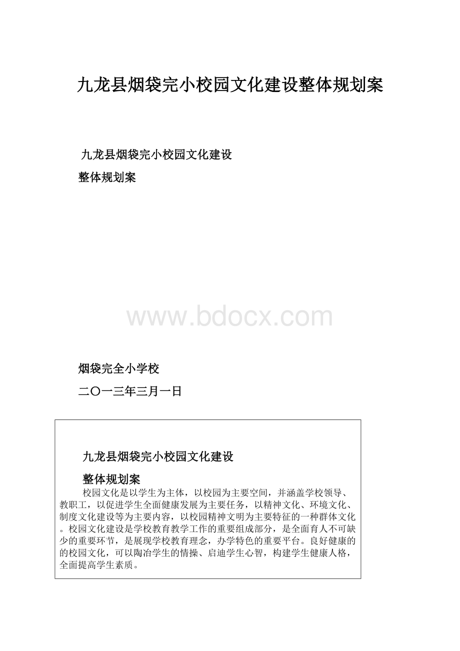 九龙县烟袋完小校园文化建设整体规划案.docx_第1页