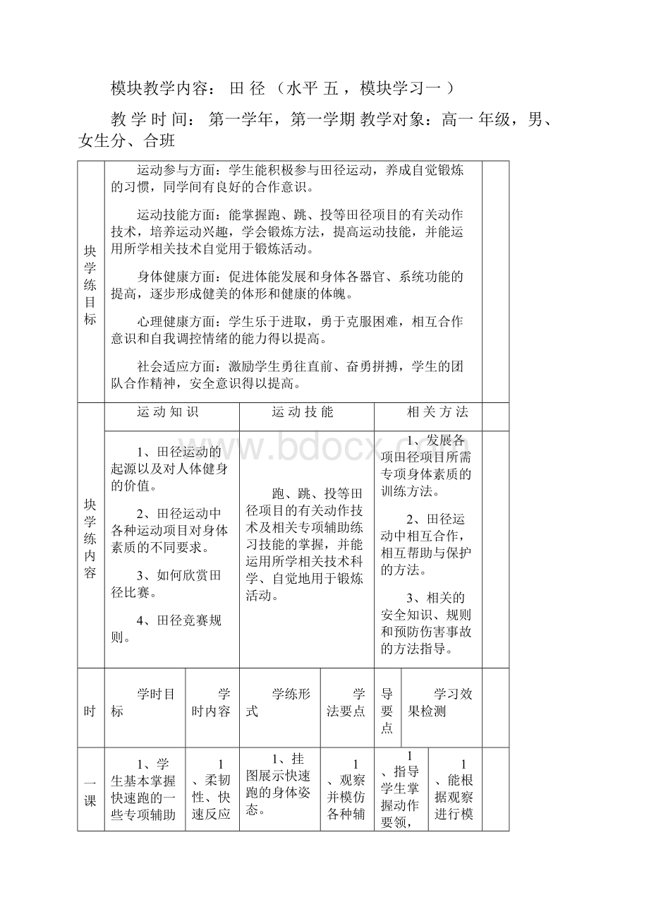 高中体育田径教学计划.docx_第2页