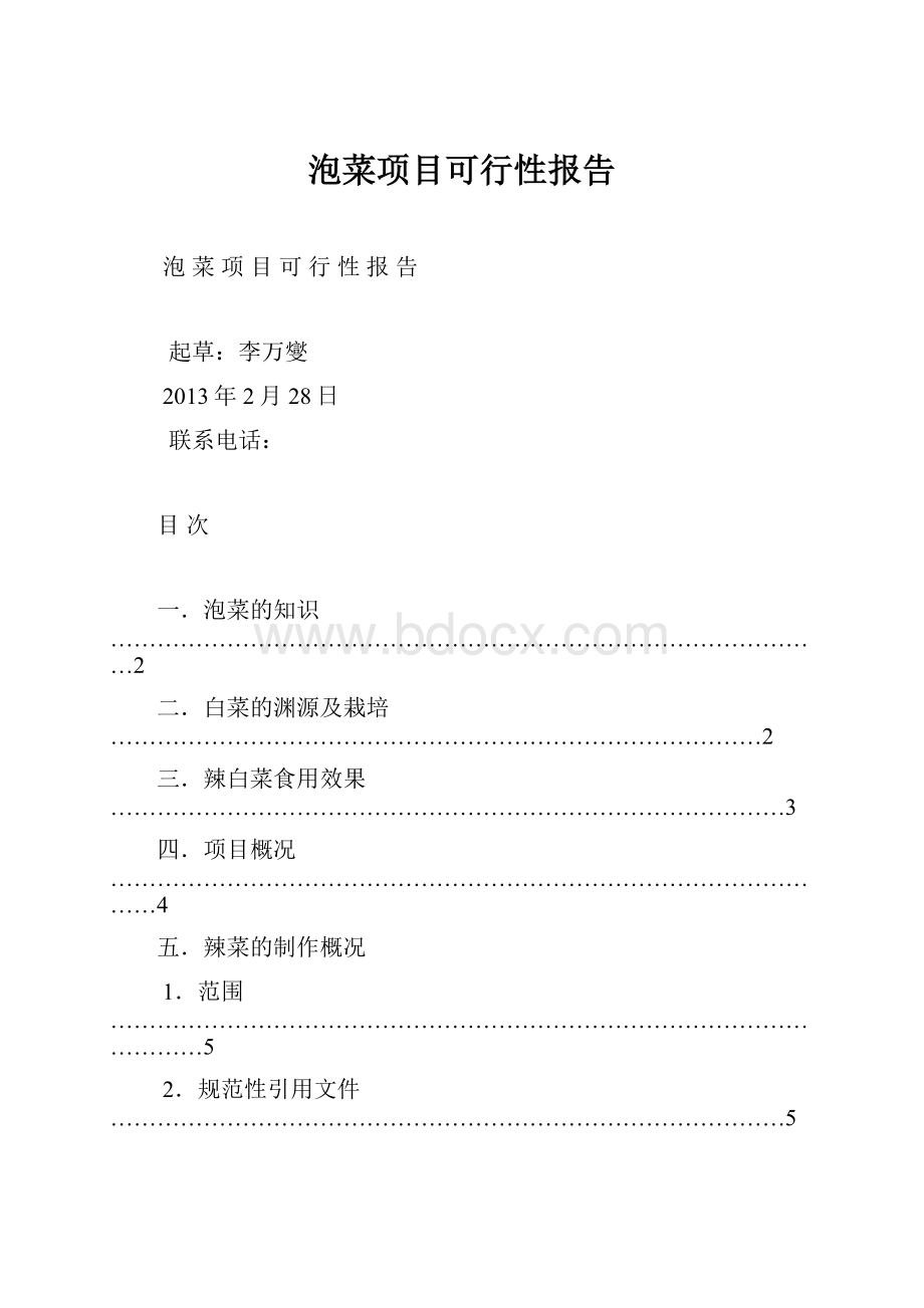 泡菜项目可行性报告.docx_第1页