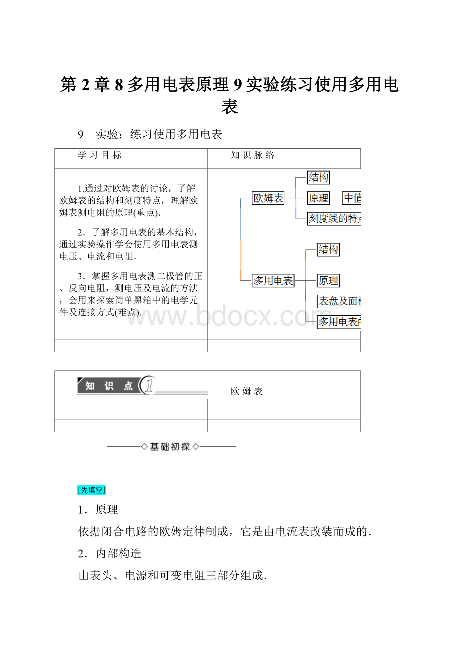 第2章8多用电表原理9实验练习使用多用电表.docx_第1页