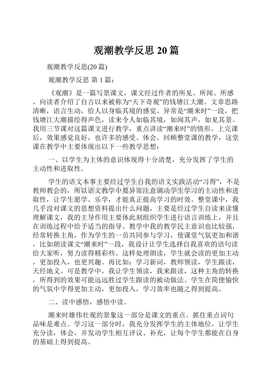 观潮教学反思20篇.docx