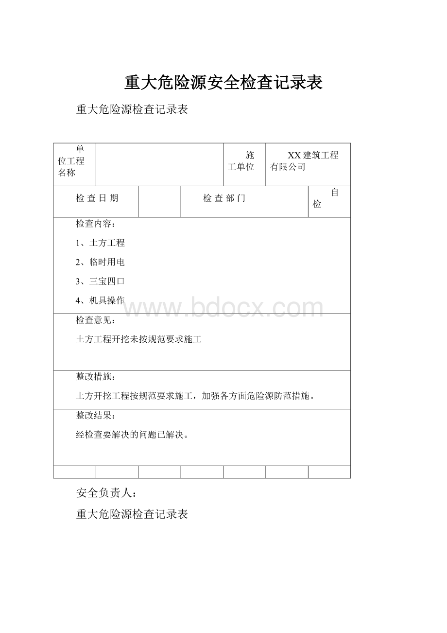 重大危险源安全检查记录表.docx