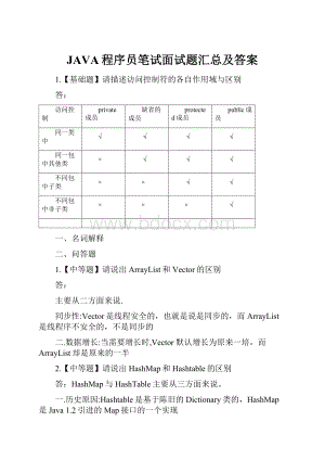 JAVA程序员笔试面试题汇总及答案.docx