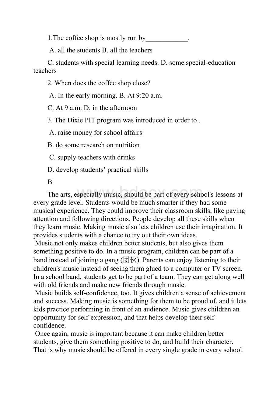 广东省汕头市聿怀实验学校届高三上学期第一次月考英语试题 Word版含答案doc.docx_第3页