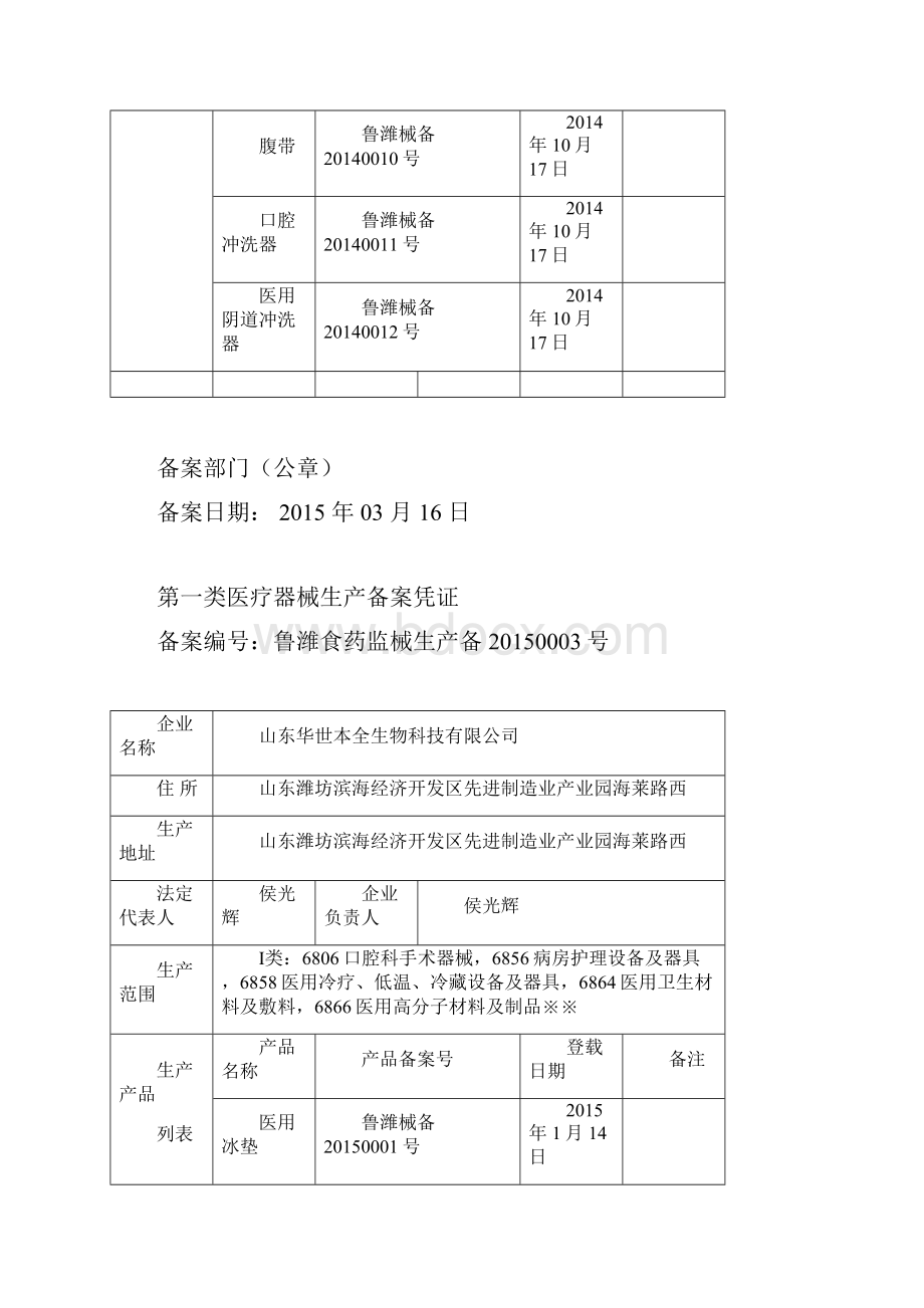 潍坊第一类医疗器械生产企业.docx_第3页