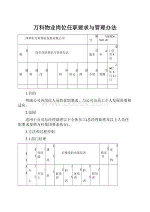 万科物业岗位任职要求与管理办法.docx