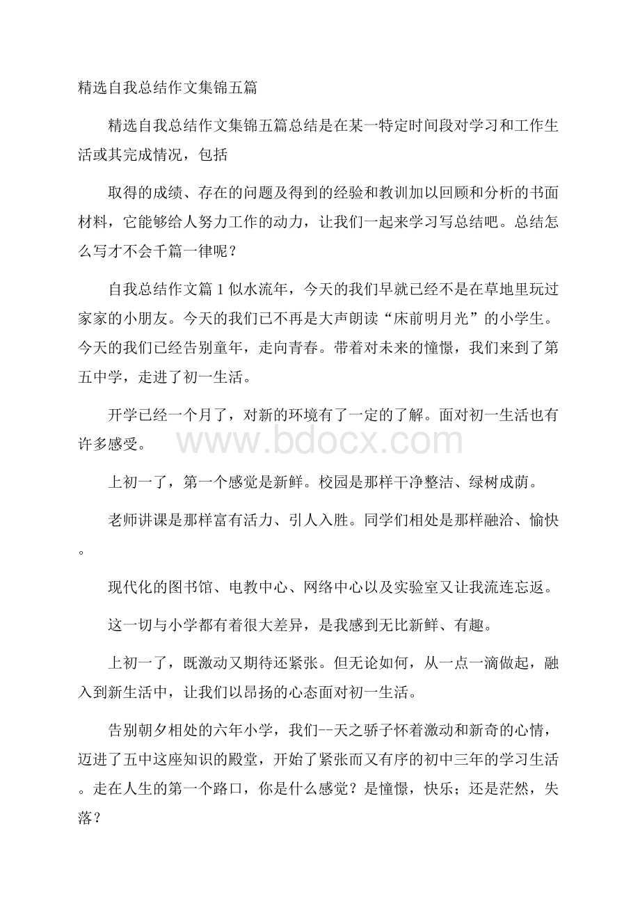 精选自我总结作文集锦五篇.docx