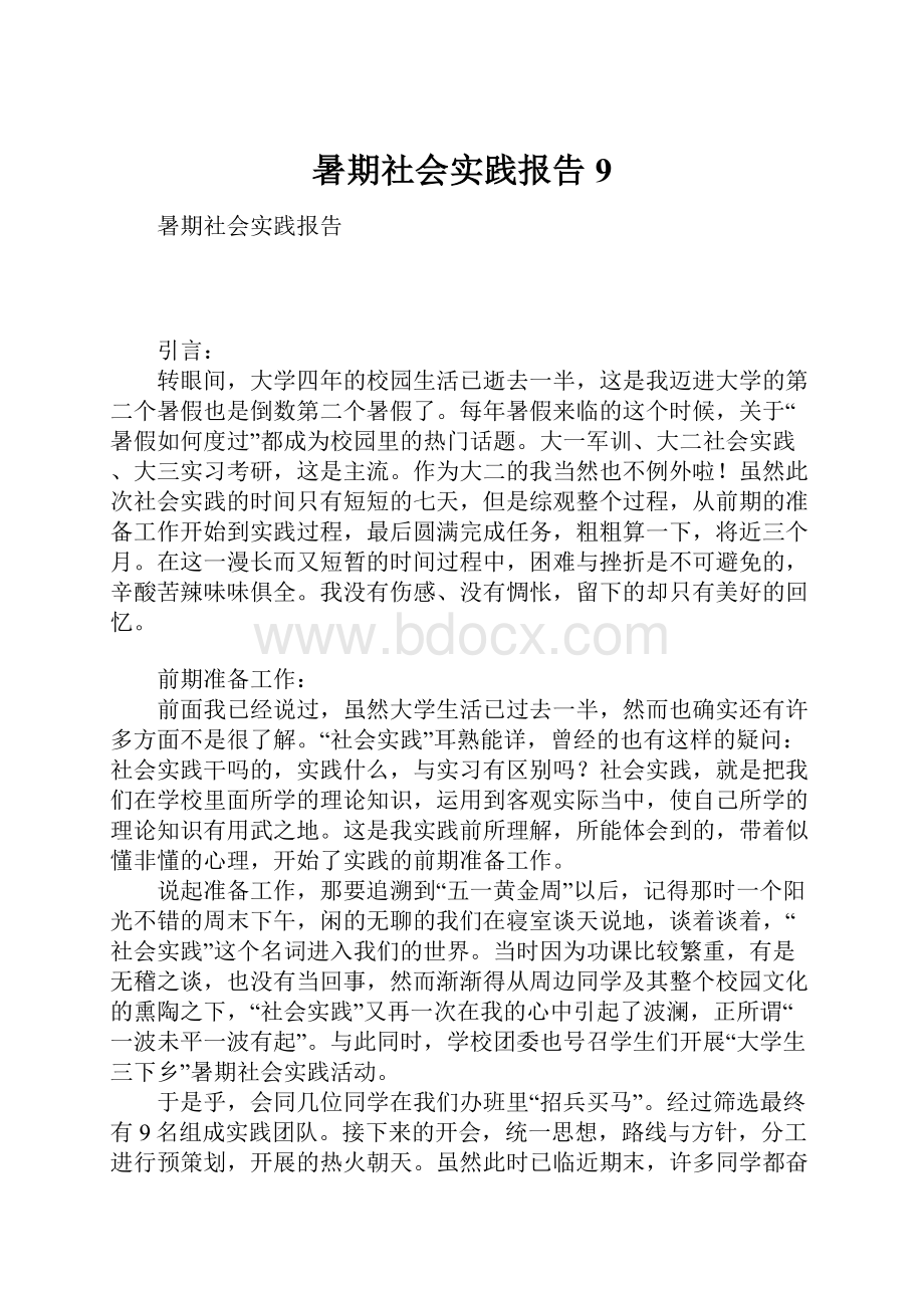 暑期社会实践报告9.docx_第1页