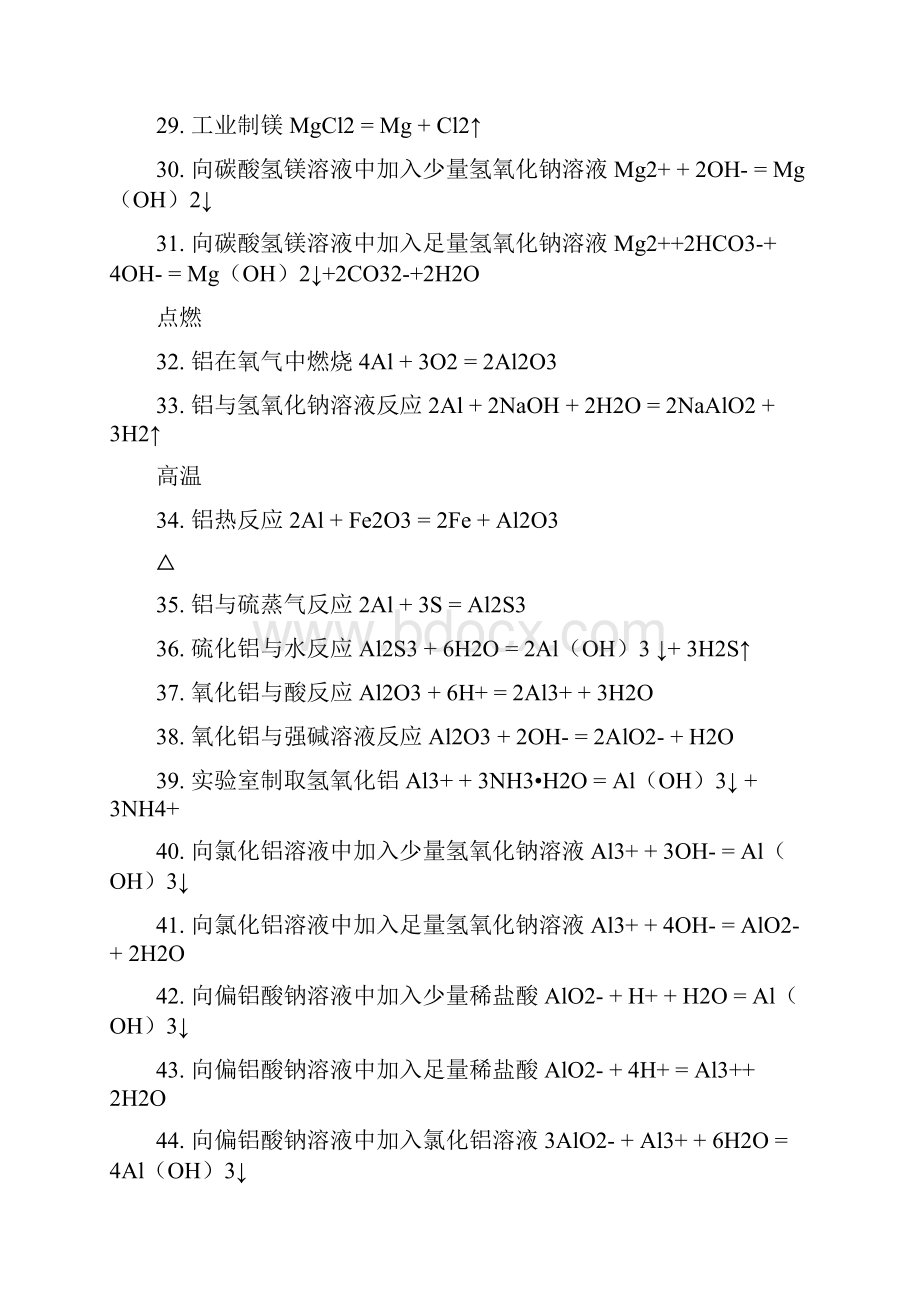 高中重要化学方程式或离子方程式总结.docx_第3页