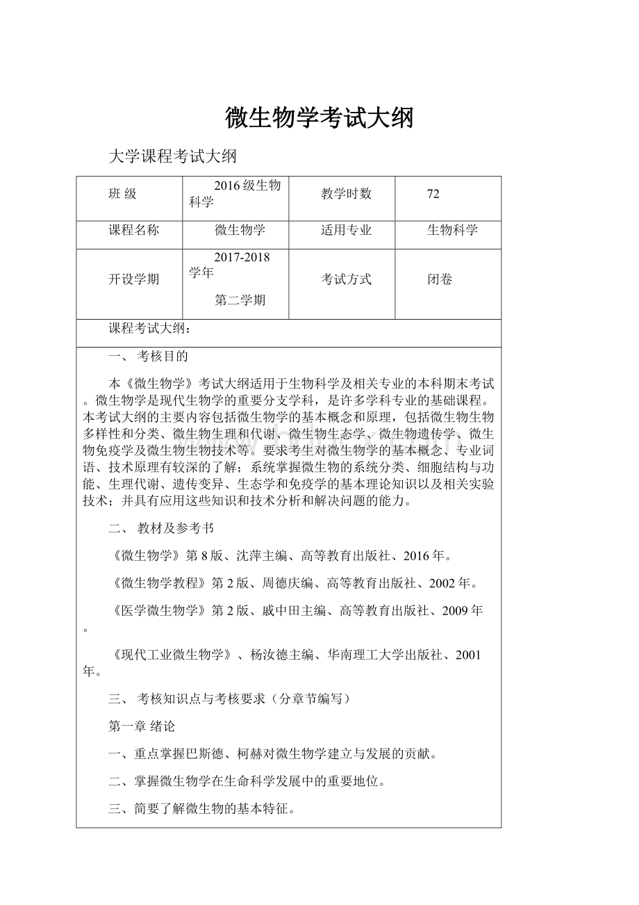 微生物学考试大纲.docx_第1页