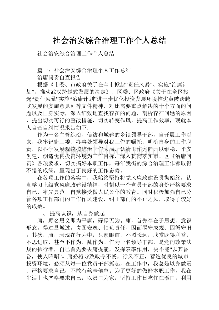 社会治安综合治理工作个人总结.docx