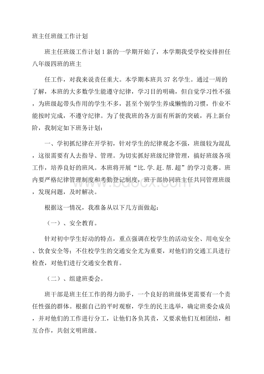 班主任班级工作计划.docx_第1页