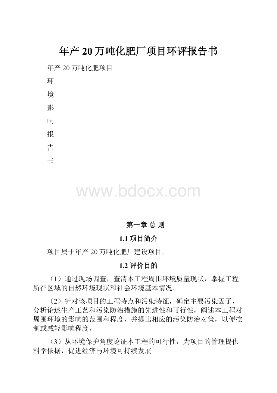 年产20万吨化肥厂项目环评报告书.docx