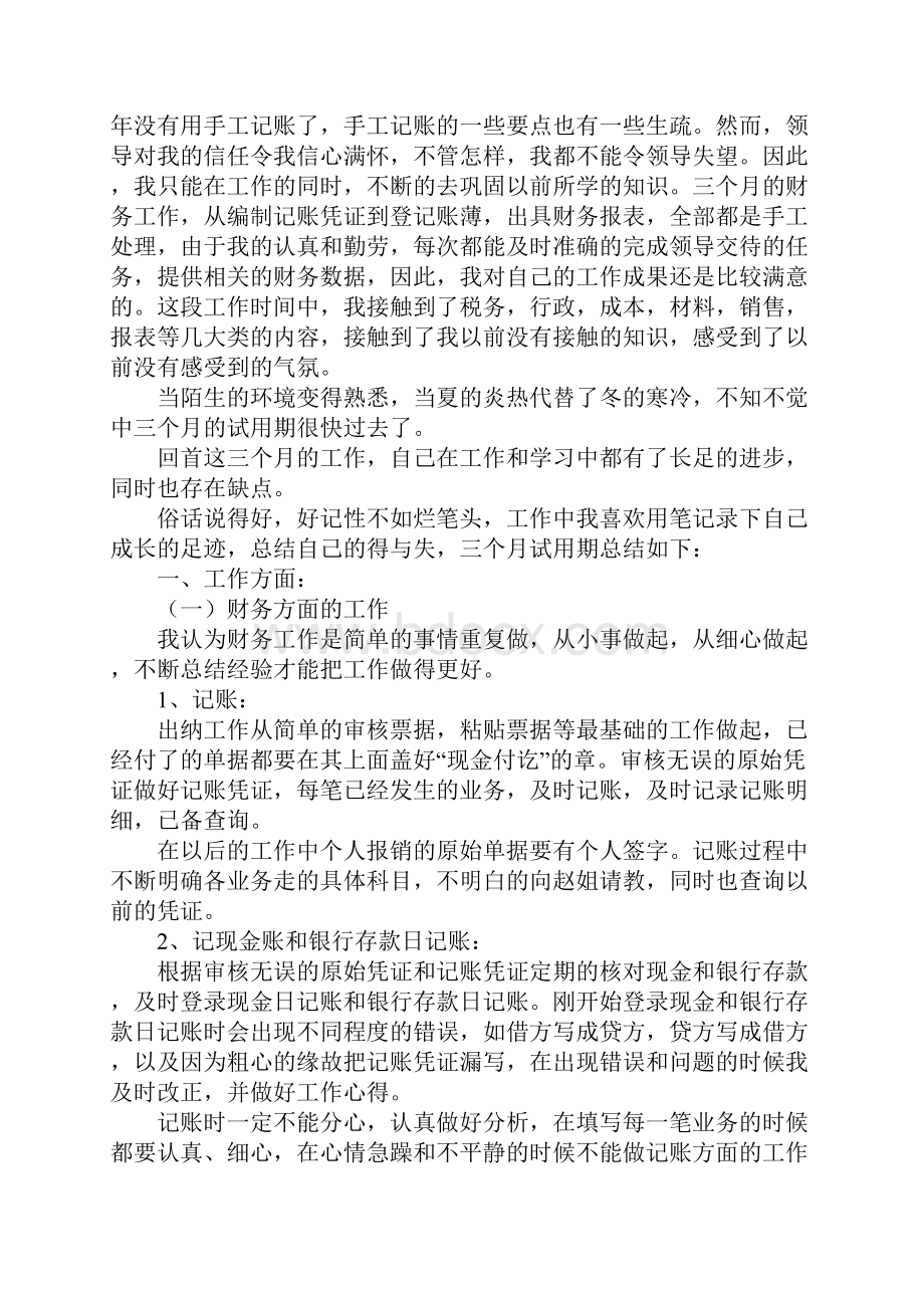 会计试用期转正工作总结3篇.docx_第2页