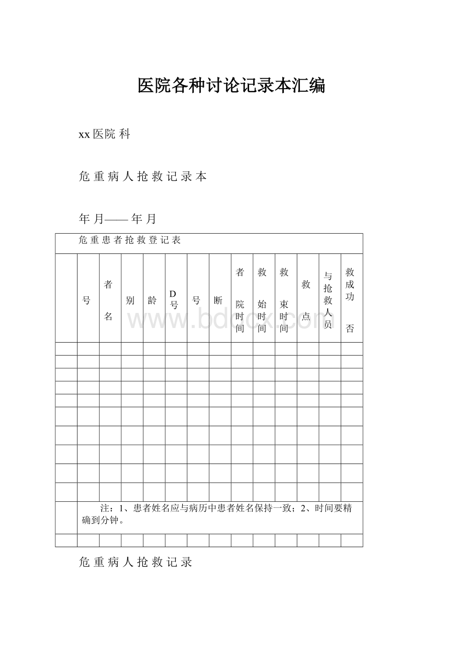 医院各种讨论记录本汇编.docx_第1页