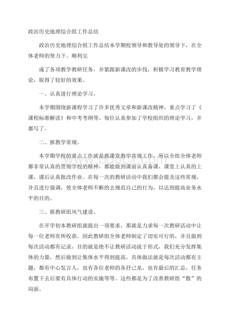 政治历史地理综合组工作总结.docx