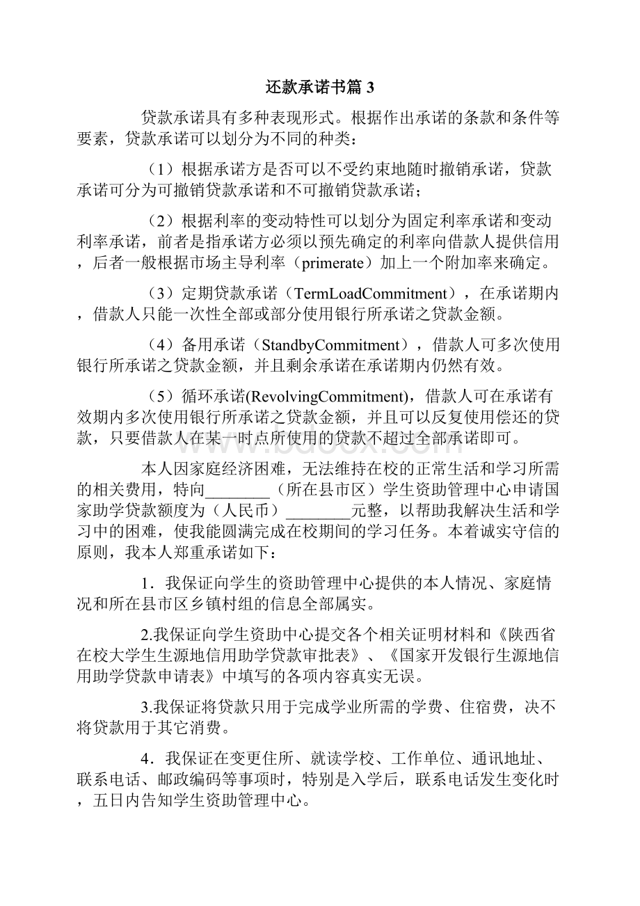 还款承诺书范文集合10篇.docx_第3页