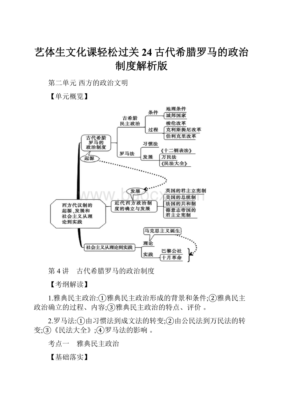 艺体生文化课轻松过关24古代希腊罗马的政治制度解析版.docx_第1页