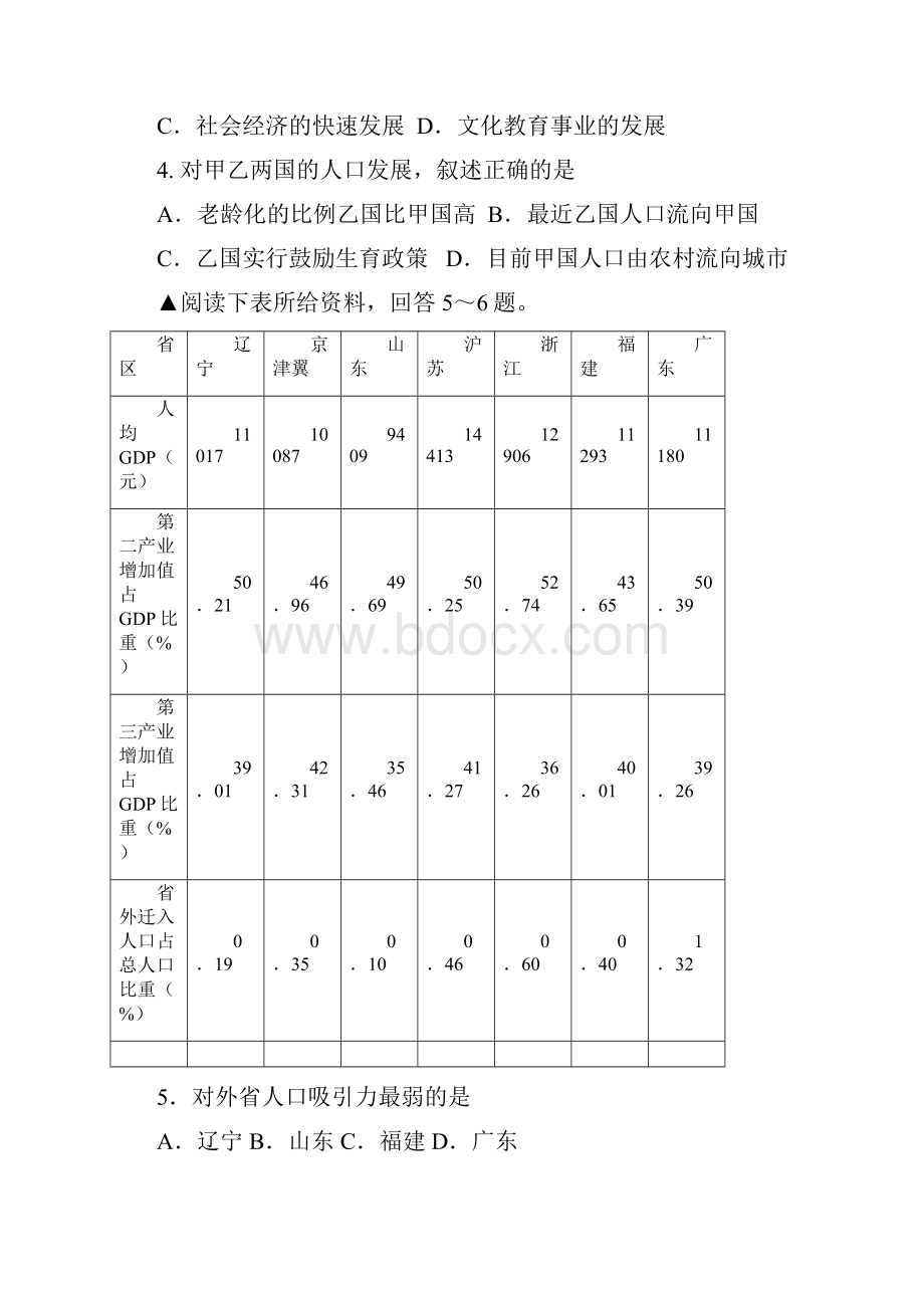 高一地理下册期末统考试题030.docx_第2页