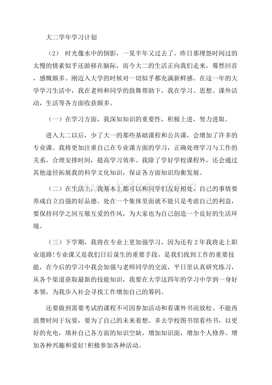 大二学年学习计划范文5篇.docx_第3页