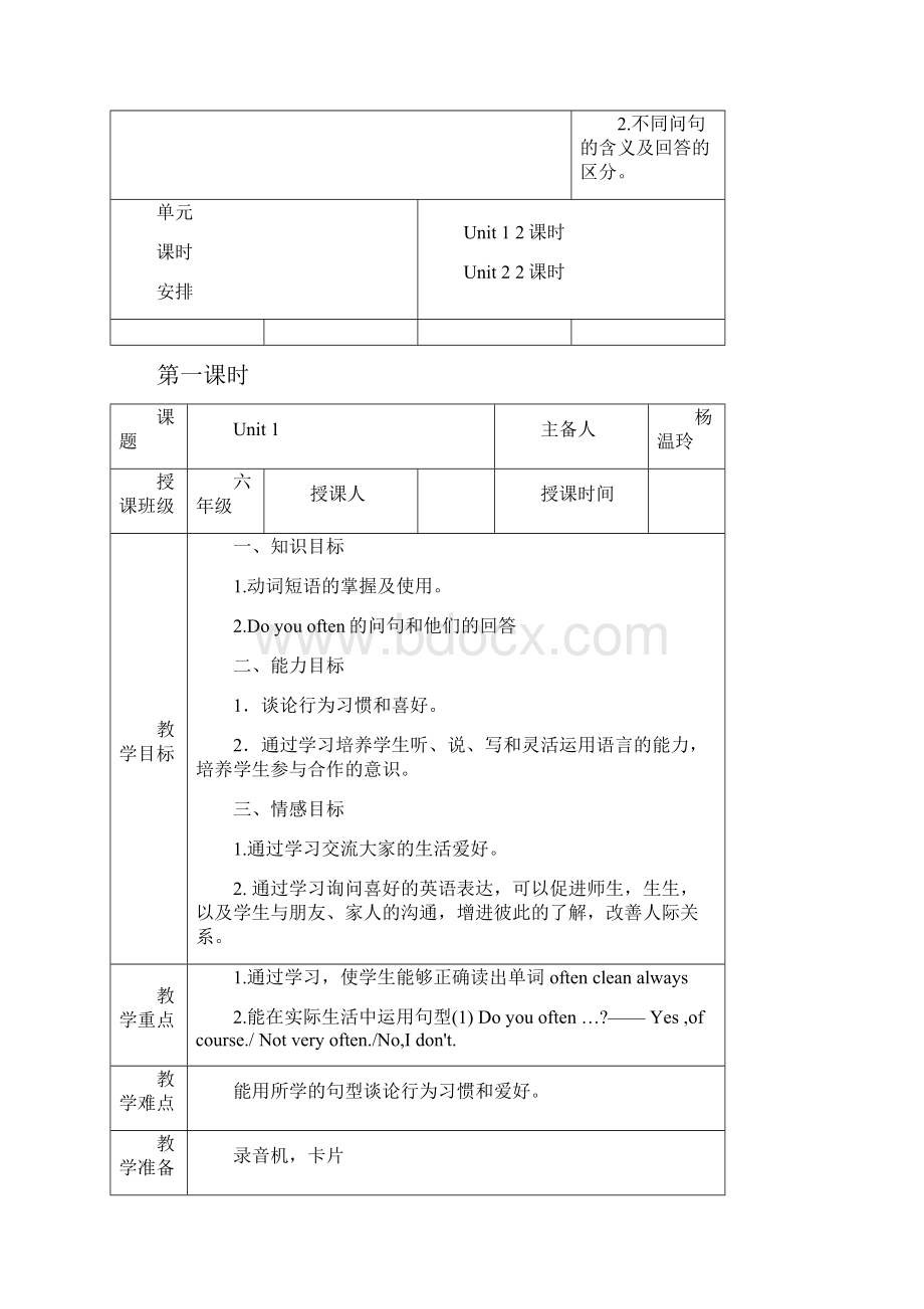 秋外研版三起五上Module 8《Unit 1 Do you often play with dolls》word教案.docx_第2页