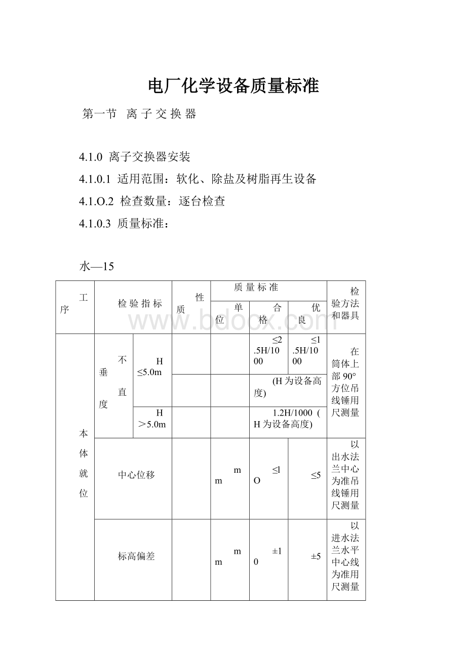 电厂化学设备质量标准.docx_第1页