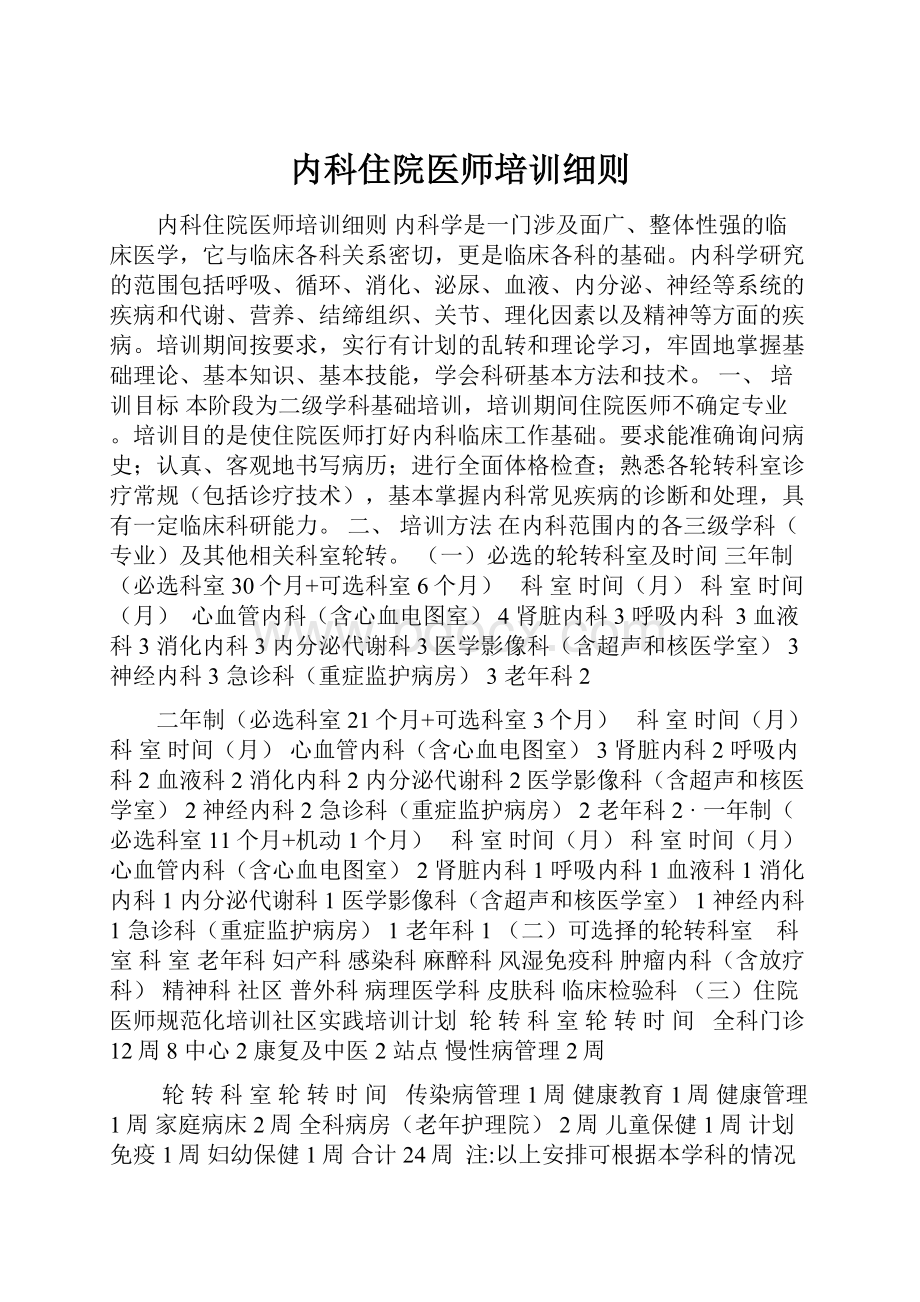 内科住院医师培训细则.docx