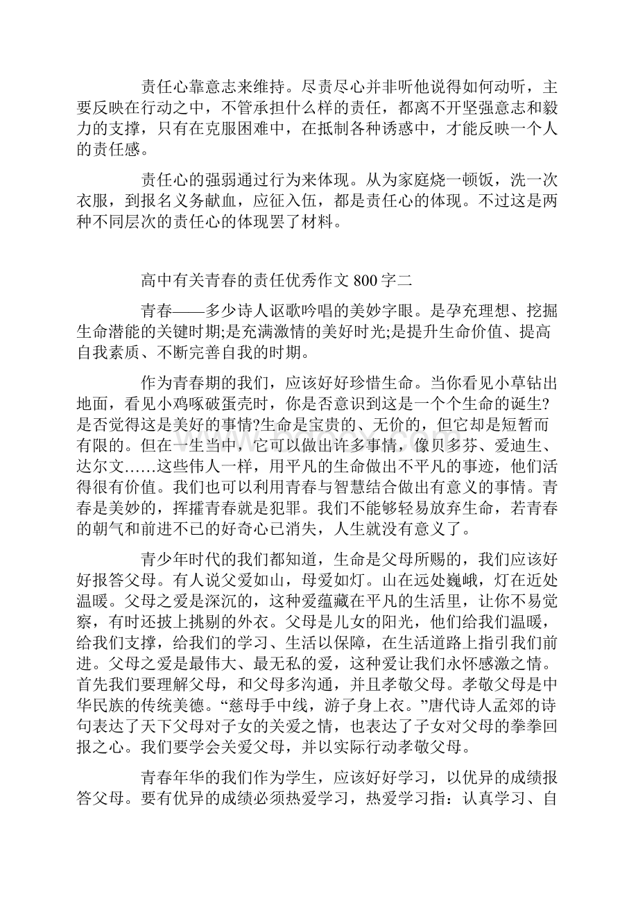 高中有关青春的责任优秀作文800字五篇.docx_第2页