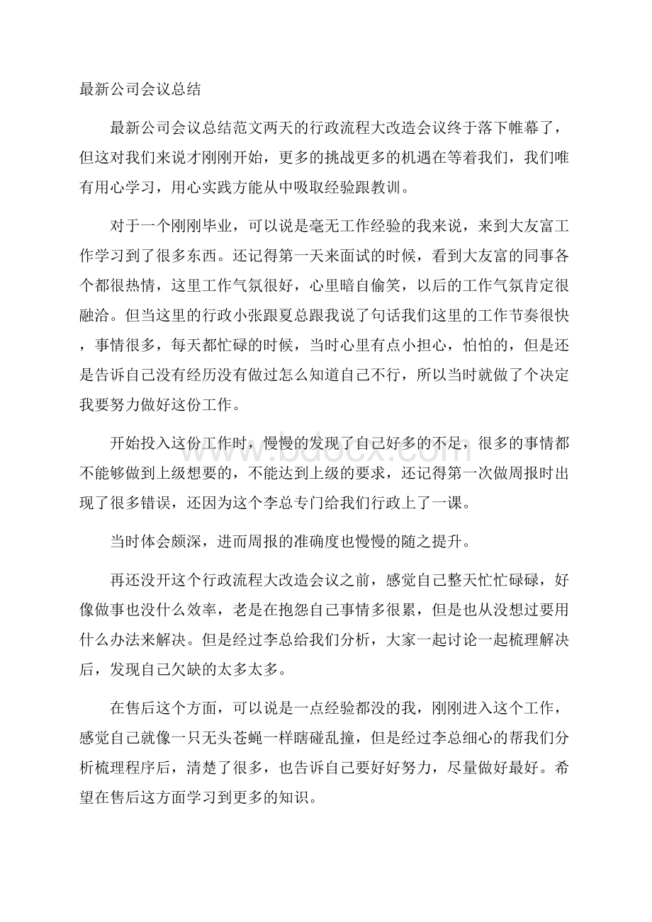 最新公司会议总结.docx