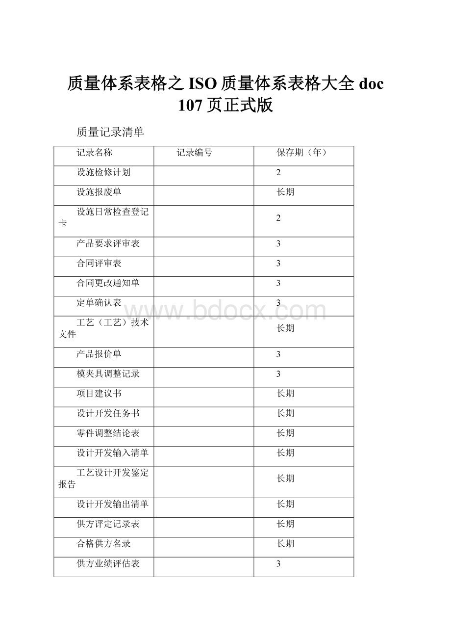 质量体系表格之ISO质量体系表格大全doc 107页正式版.docx_第1页