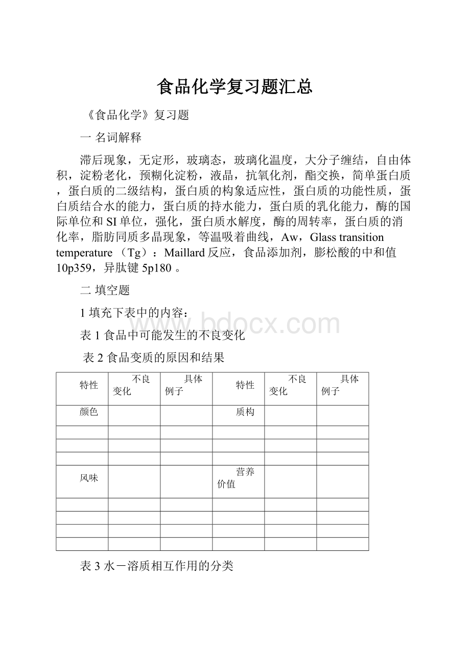 食品化学复习题汇总.docx_第1页